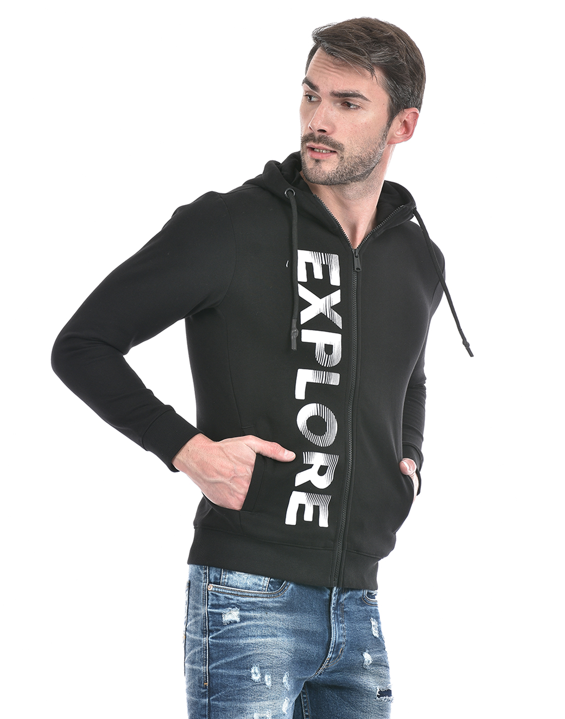 Numero Uno Men Abstract Black Sweat Shirt